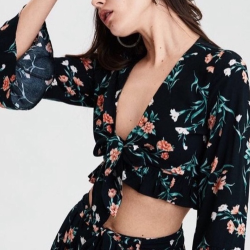 Floral Tie Front Top